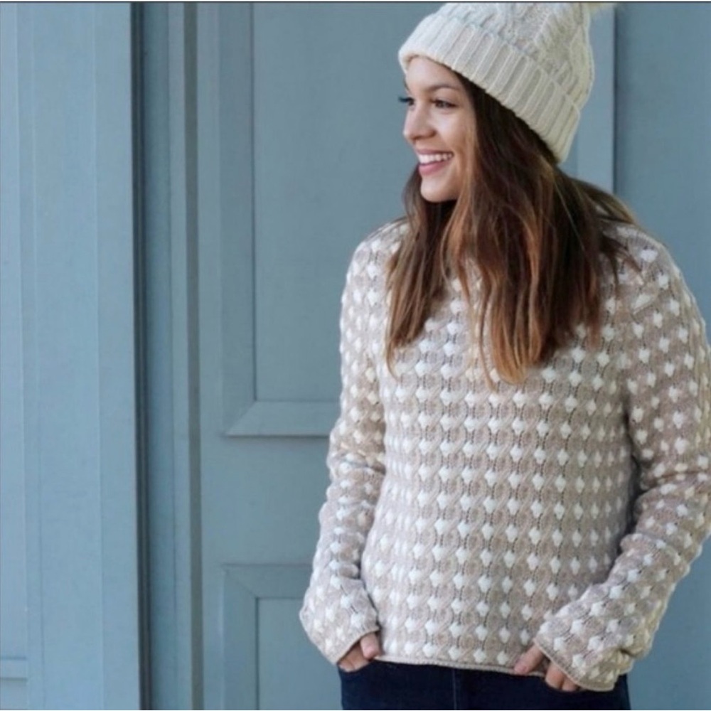 Anthropologie Sleeping on Snow Beige ivory White popcorn knit Sweater M